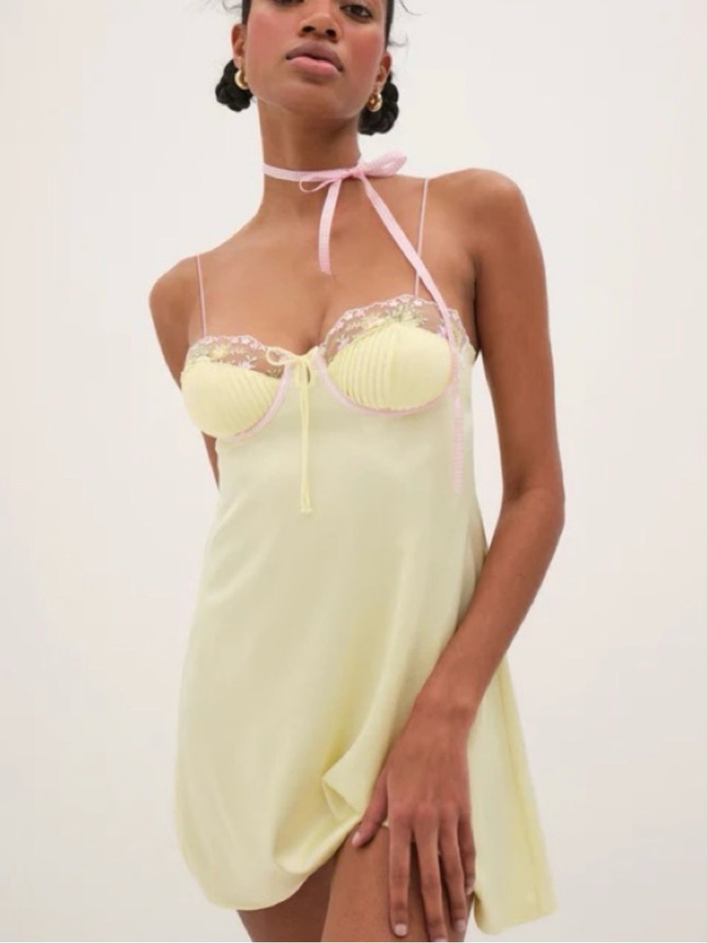 For Love and Lemons Paloma Slip Dress in Buttercup
